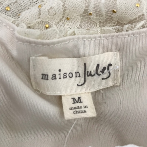 Maison Jules Lace and Gold White Dress M - Picture 5 of 8